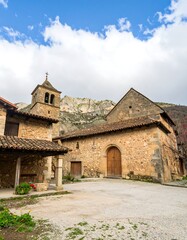 Picturesque Village Square, Stone Buildings