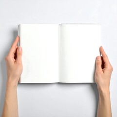 Obraz premium Blank open book held by hands