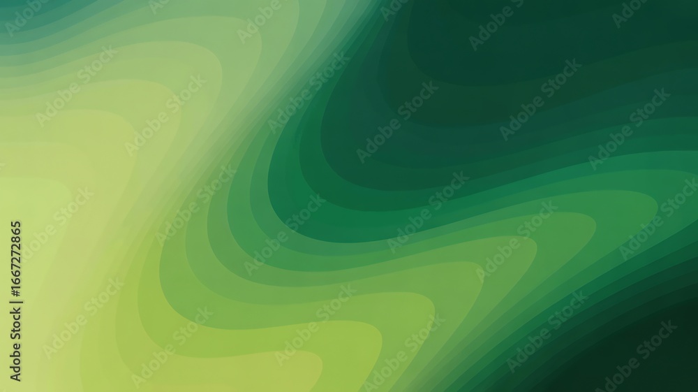 Poster abstract green and yellow gradient background with smooth wavy lines and soft edges, representing a 