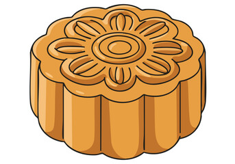 A stylized illustration of a mooncake craft tool, showcasing a detailed floral design. Ideal for food, baking, or Asian culture themes. Clean, modern graphic.