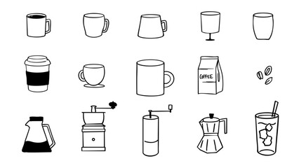 カフェ手描きベクター素材アイコン