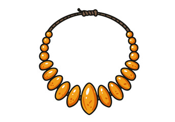 Obraz premium A stylized illustration showcases a Latvian amber necklace, highlighting its heritage and unique design. Bold orange beads adorn a dark cord, creating a striking visual.