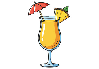 vibrant illustration showcases a coconut cocktail with pineapple garnish evoking a tropical vacation vibe -Coconut Cocktail Cheer- text adds a playful touch Perfect for summer drinks or travel themes