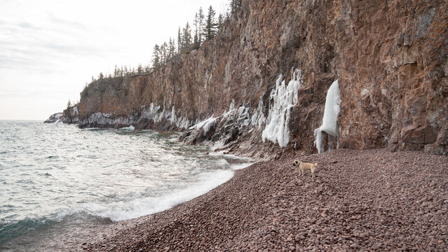 Winter at crystal beach, minnesota north shore of lake superior during winter - Powered by Adobe