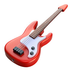 Fototapeta premium Red electric and acoustic guitars, with musical instruments on a white background, isolated for a concert