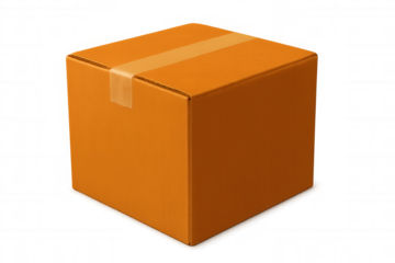 Sealed cardboard box isolated on transparent background, ideal for shipping and delivery concepts