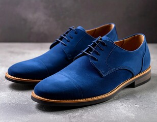 Pair of dark blue suede dress shoes