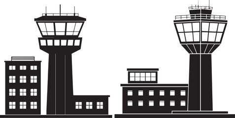 air control tower icon set