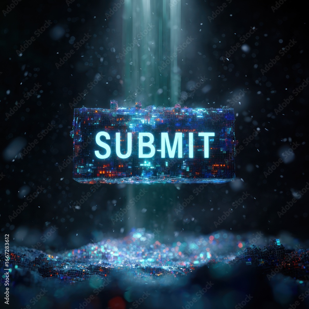 Aufkleber digital submit button with light beams