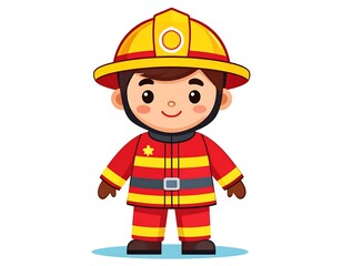 Cute Firefighter Cartoon Child.