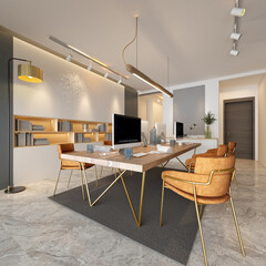 modern office interior, 3d render