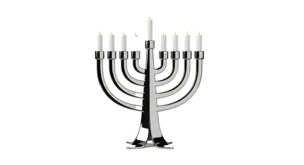 Fototapeta premium Hanukkah menorah candles silver traditional jewish holiday celebration religious symbol festival of lights 100