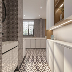 3d render kitchen interior