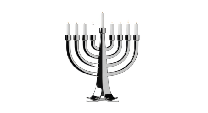 Hanukkah menorah candles silver traditional jewish holiday celebration religious symbol festival of lights 100