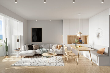 modern living room, 3d render