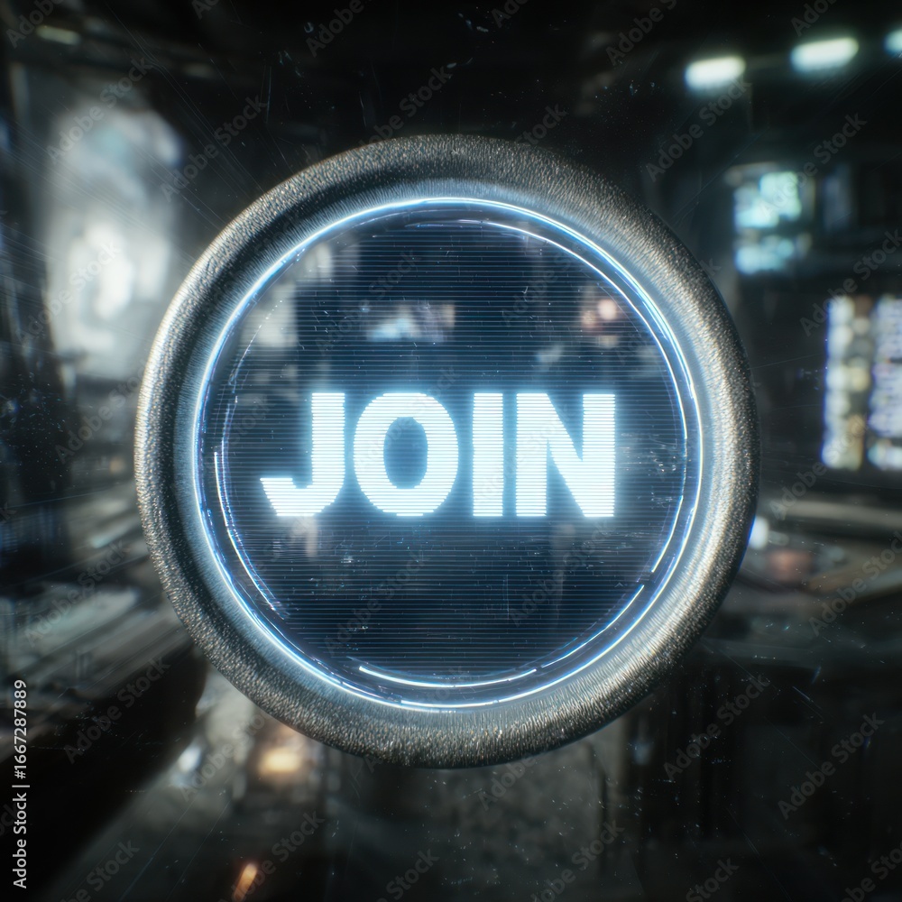 Poster futuristic button with the word 