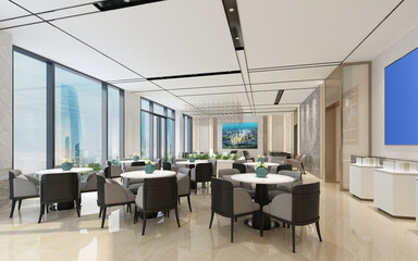 modern entrance lobby reception hall 3d render