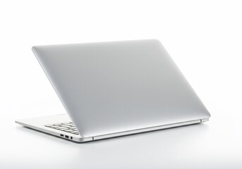 Silver Laptop Closed View, Clean White Background