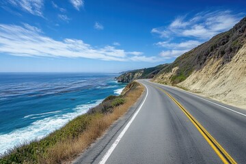 Ocean highway running by cliffs