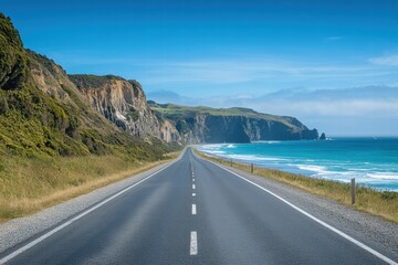 Highway leading through rocky coastline