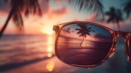 Tropical Beach Reflected in Sunglasses