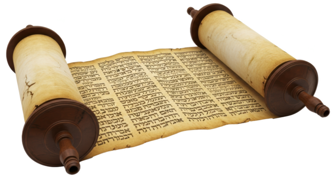 Ancient hebrew scroll torah parchment old testament bible religious text jewish scripture holy book 100 char