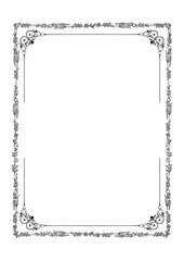Elegant vector border template, classic black frame with ornate decoration.