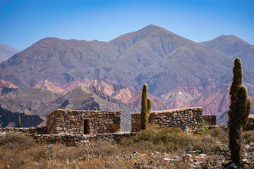 PUCARA OF TILCARA. ARCHAEOLOGICAL SITE IN TILCARA. TOURIST ATTRACTION, HUMAHUACA, JUJUY. ARGENTINA
