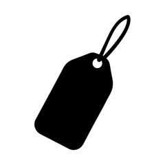Monochrome illustration of a basic black merchandise tag with loop attachment