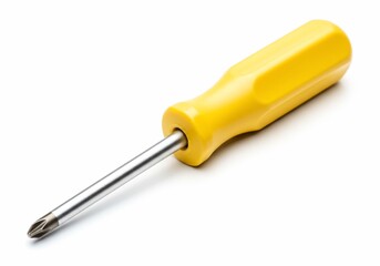 Yellow Handled Screwdriver on White Background