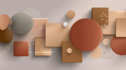 Minimal abstract geometric background with mocha mousse palette, bold harmonious shapes, soft vector lighting, and elegant negative space for modern sales banners.