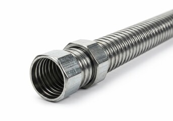 Closeup of Metal Flexible Hose with Fittings