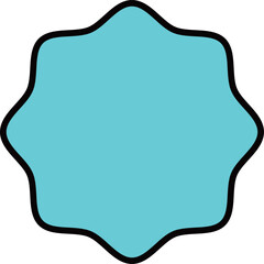 This is an image of a light blue, star-shaped burst, like a seal or a badge. There are black lines, text, or other markings on the shape itself.