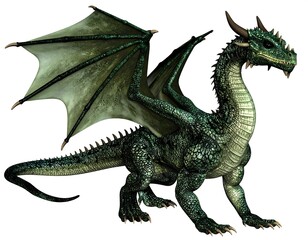 Obraz premium Green dragon profile view