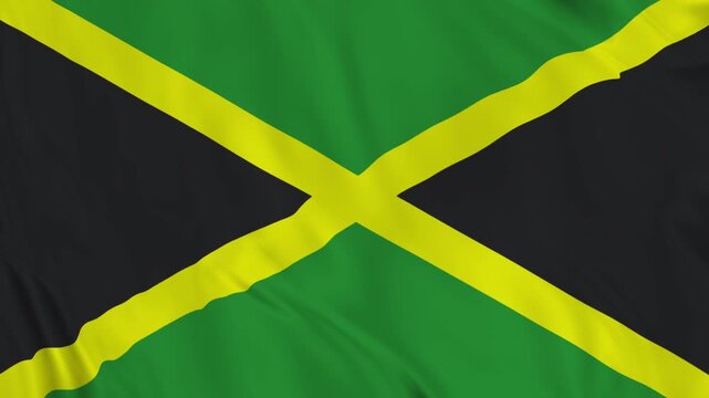 Flag of the Jamaica waving in the wind animation. waving flag of Jamaica. flag of jamaica. flag of jamaica with alpha channel