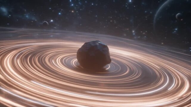 A lone interstellar rock drifts through the star field on an unusual trajectory. 4k video