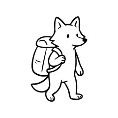 A cartoon fox carrying a backpack