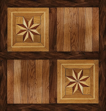 Decorative Wooden Parquet Flooring with Star Inlay Design