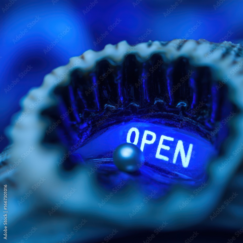 Poster close-up of a blue illuminated 