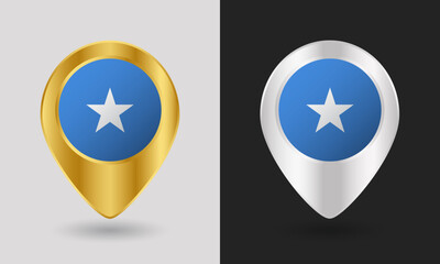 Gold and Silver Somalia Flag Map Pin Icon