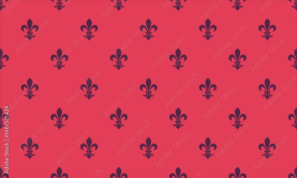 Poster elegant fleurdelis pattern on a vibrant coral background. perfect for adding a touch of regal sophis