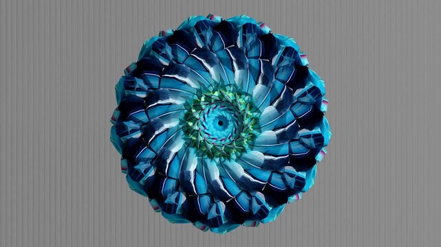 3d render of abstract art video animation with surreal fractal cubical symmetry object in rotation transformation process based on triangles pyramids geometry shapes in white ceramic in multi color
