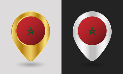 Gold and Silver Morocco Flag Map Pin Icon
