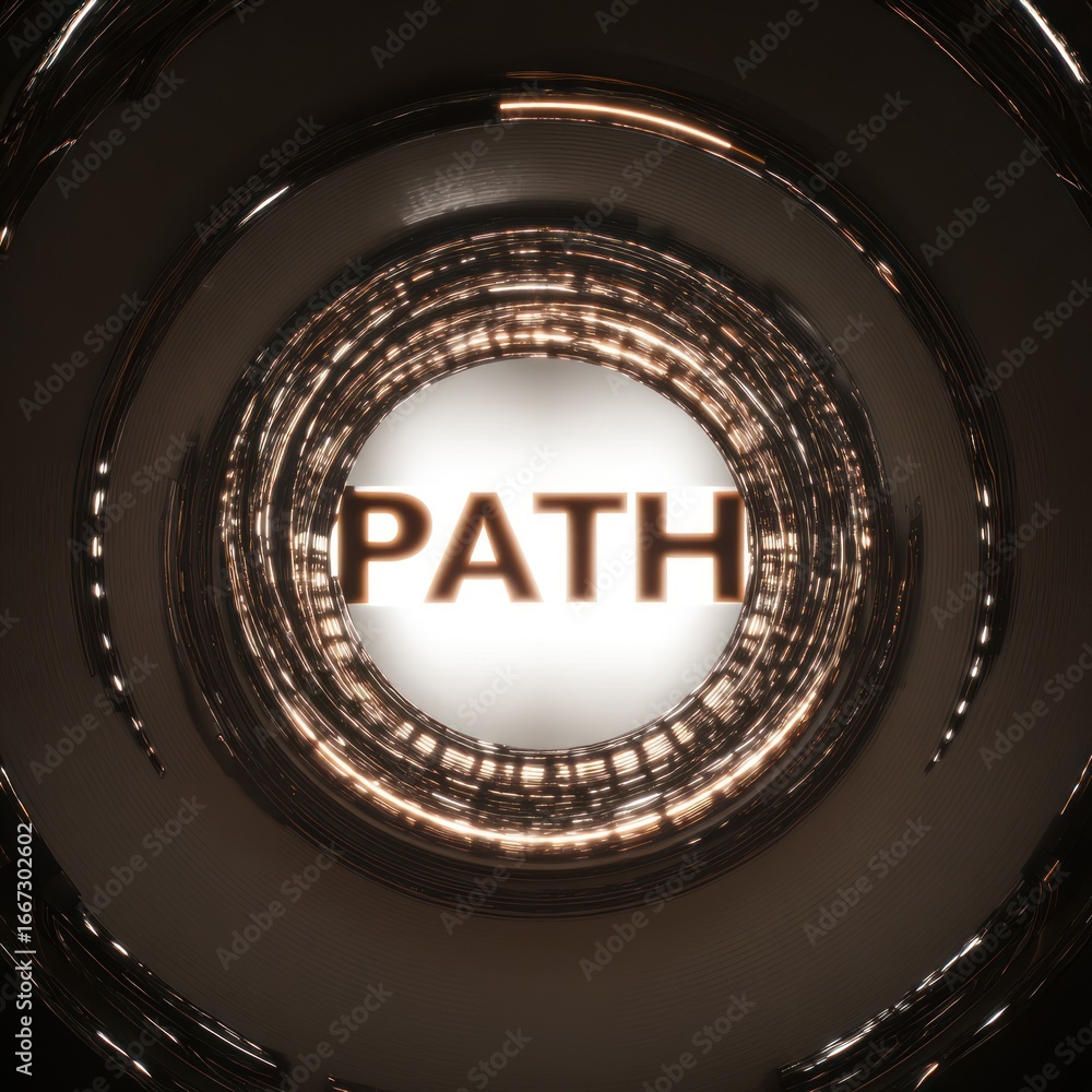 Poster abstract concentric circles with the word 