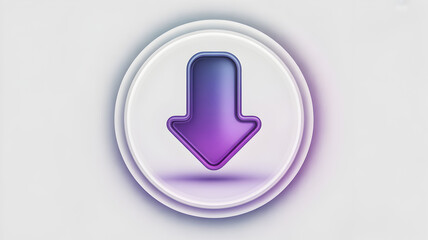3D Purple Downward Arrow Icon with Glossy Finish download