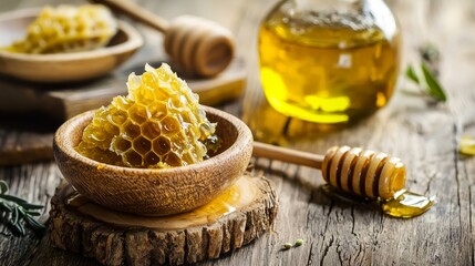Honeycomb with oil rustic lifestyle design composition inspiration natural organic sweetness