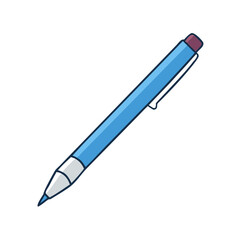 Illustration of a light blue mechanical pencil with a dark trim and eraser