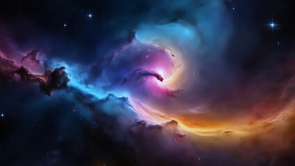 Colorful Space Nebula Background – Vibrant Galactic Starfield with Blue, Pink, and Orange Glow