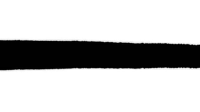 White torn paper edge stop motion transition animation moving horizontally and vertically on black background. 4K ripped paper animated perfect for transitions, video editing, and motion graphics.