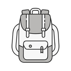 Gray and White Backpack with Shoulder Straps for School or Hiking